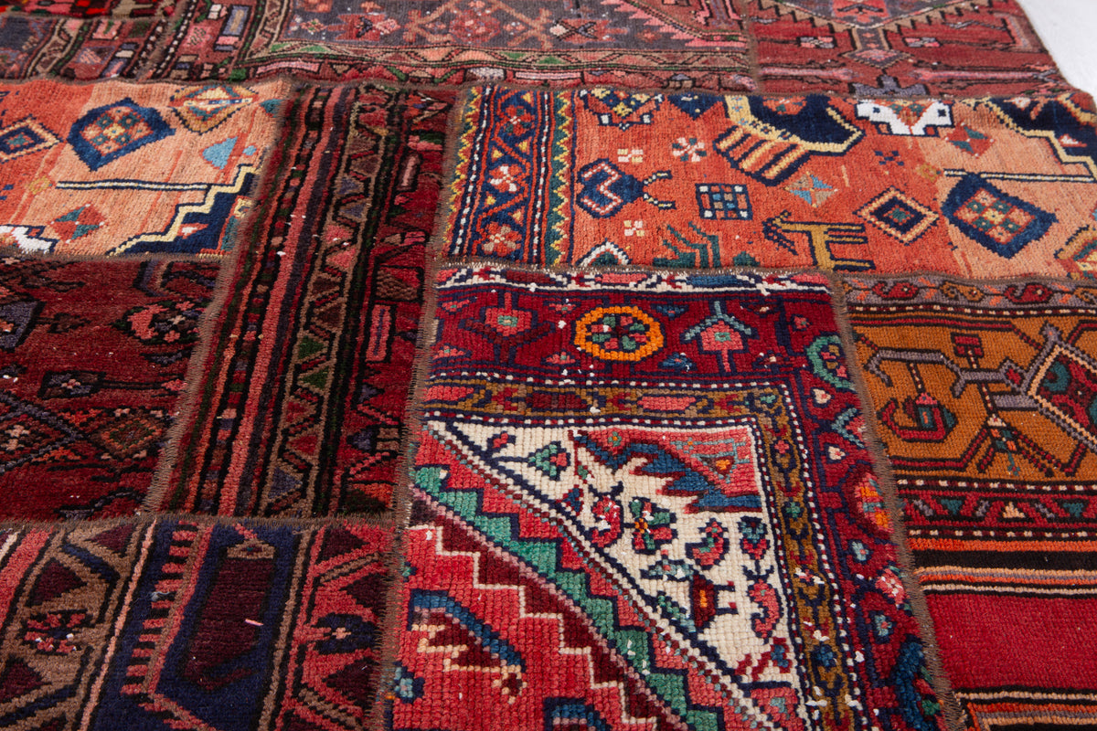 Vintage Multicolour Hand-Knotted Patchwork Rug – 6' 8" x 4' 10" (203 x 147 cm)