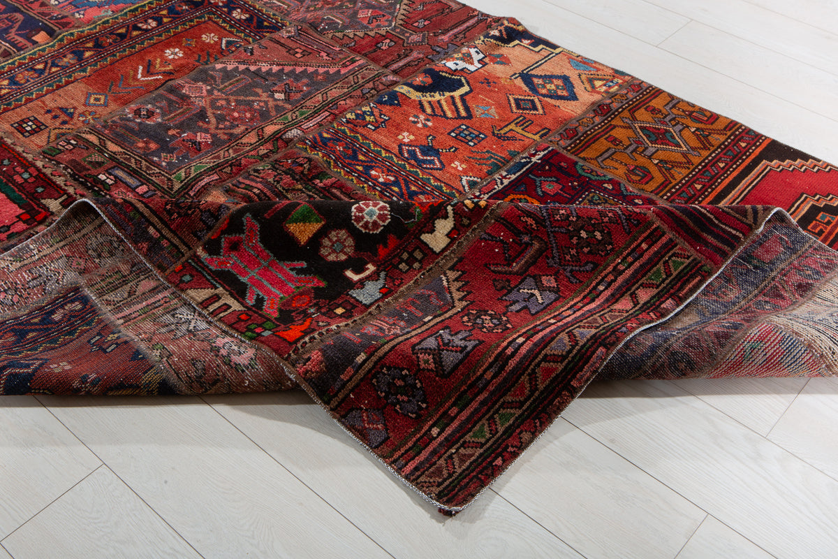 Vintage Multicolour Hand-Knotted Patchwork Rug – 6' 8" x 4' 10" (203 x 147 cm)