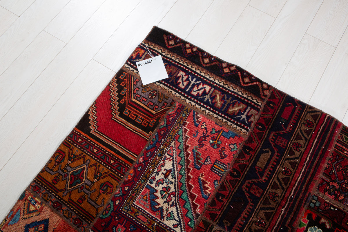 Vintage Multicolour Hand-Knotted Patchwork Rug – 6' 8" x 4' 10" (203 x 147 cm)