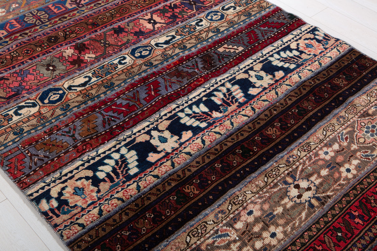 Vintage Multicolour Hand-Knotted Patchwork Rug – 7' 1" x 4' 11" (217 x 150 cm)