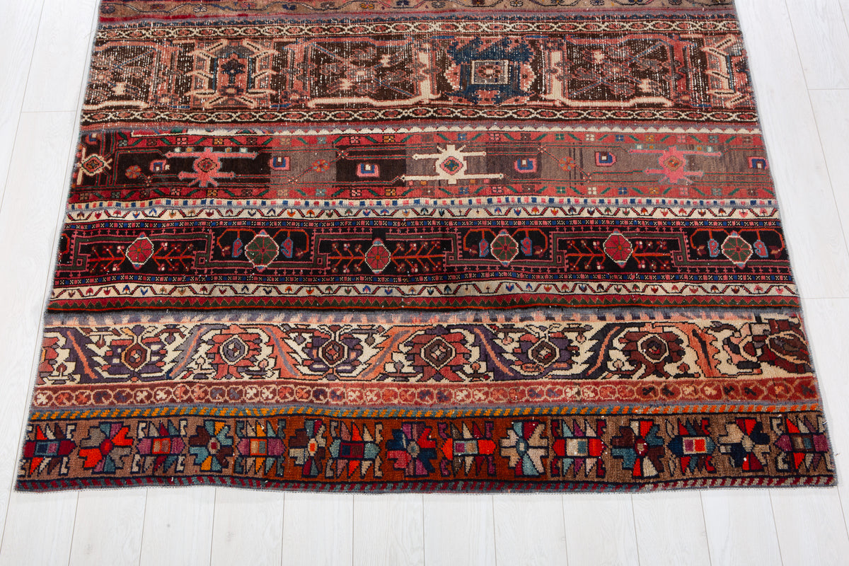 Vintage Multicolour Hand-Knotted Patchwork Rug – 7' 10" x 5' 8" (240 x 173 cm)