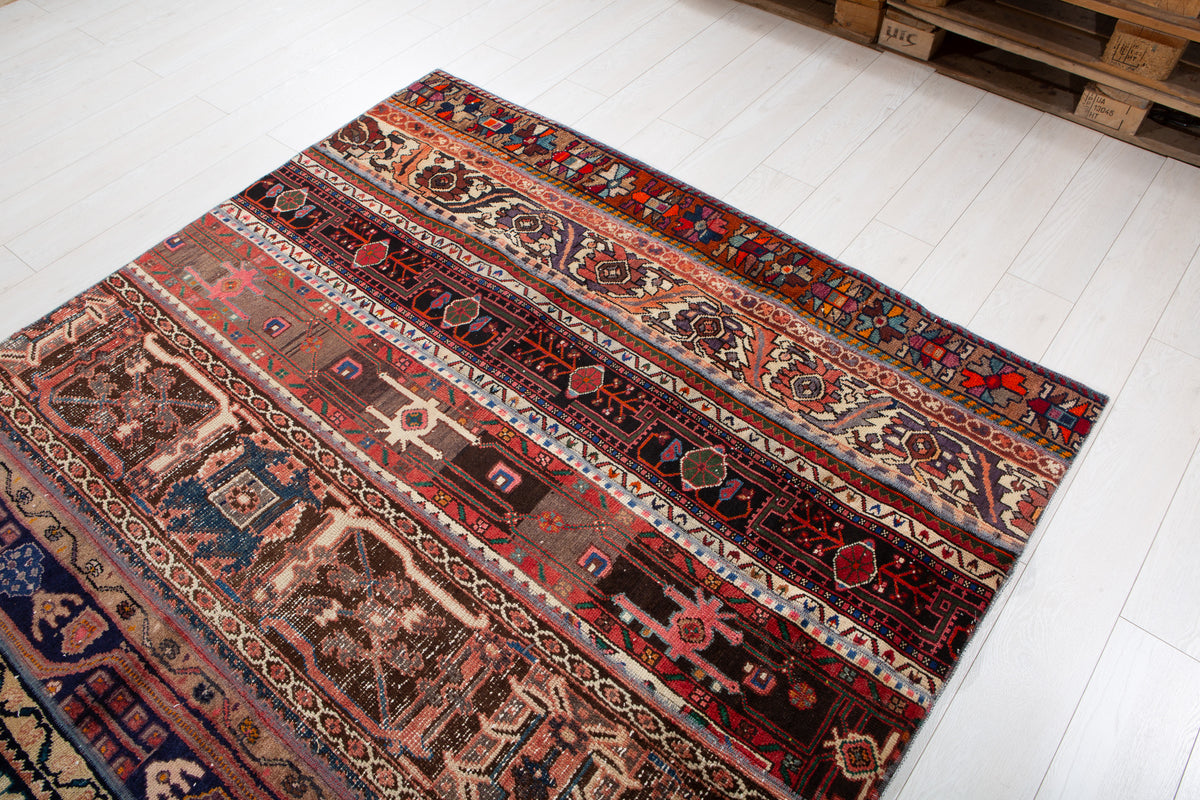 Vintage Multicolour Hand-Knotted Patchwork Rug – 7' 10" x 5' 8" (240 x 173 cm)