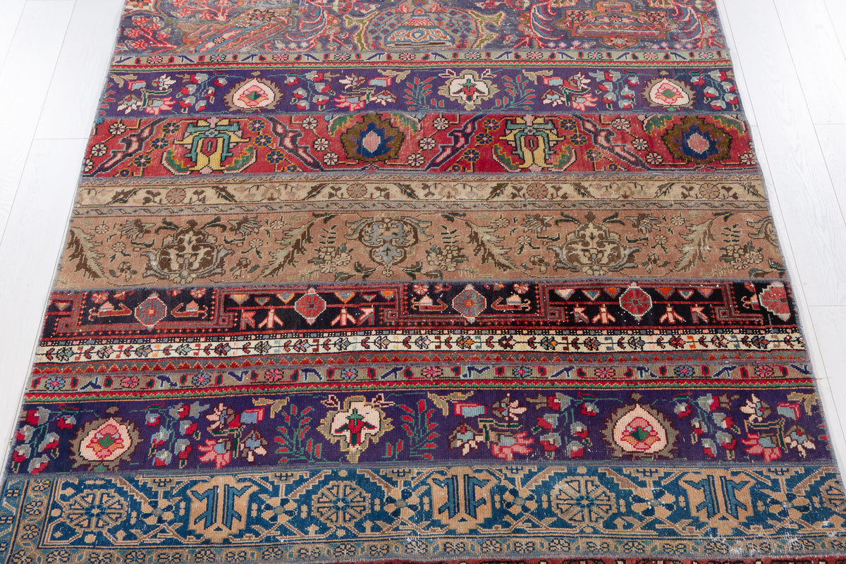 Vintage Multicolour Hand-Knotted Patchwork Rug – 7' 10" x 5' 7" (240 x 171 cm)