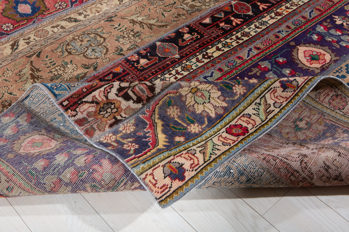 Vintage Multicolour Hand-Knotted Patchwork Rug – 7' 10" x 5' 7" (240 x 171 cm)