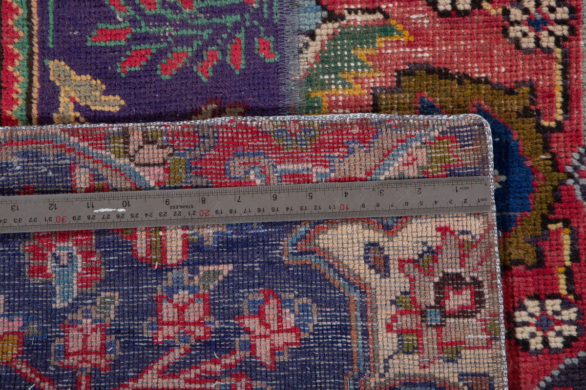 Vintage Multicolour Hand-Knotted Patchwork Rug – 7' 10" x 5' 7" (240 x 171 cm)