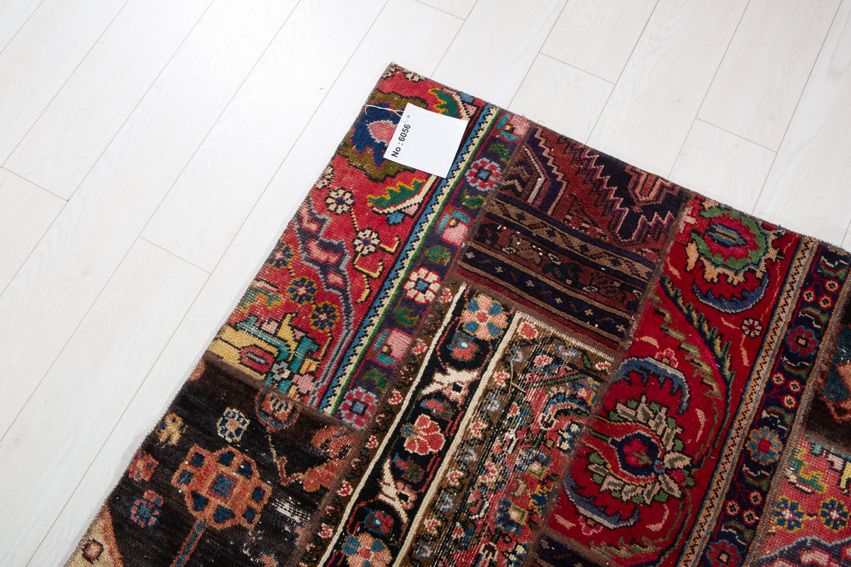 Vintage Multicolour Hand-Knotted Patchwork Rug – 6' 9" x 4' 8" (207 x 141 cm)