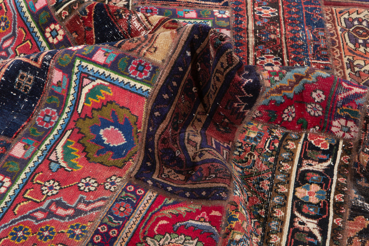 Vintage Multicolour Hand-Knotted Patchwork Rug – 6' 9" x 4' 8" (207 x 141 cm)