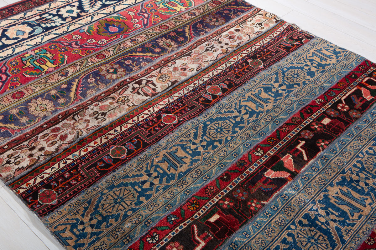 Vintage Multicolour Hand-Knotted Patchwork Rug – 8' 0" x 5' 7" (243 x 170 cm)