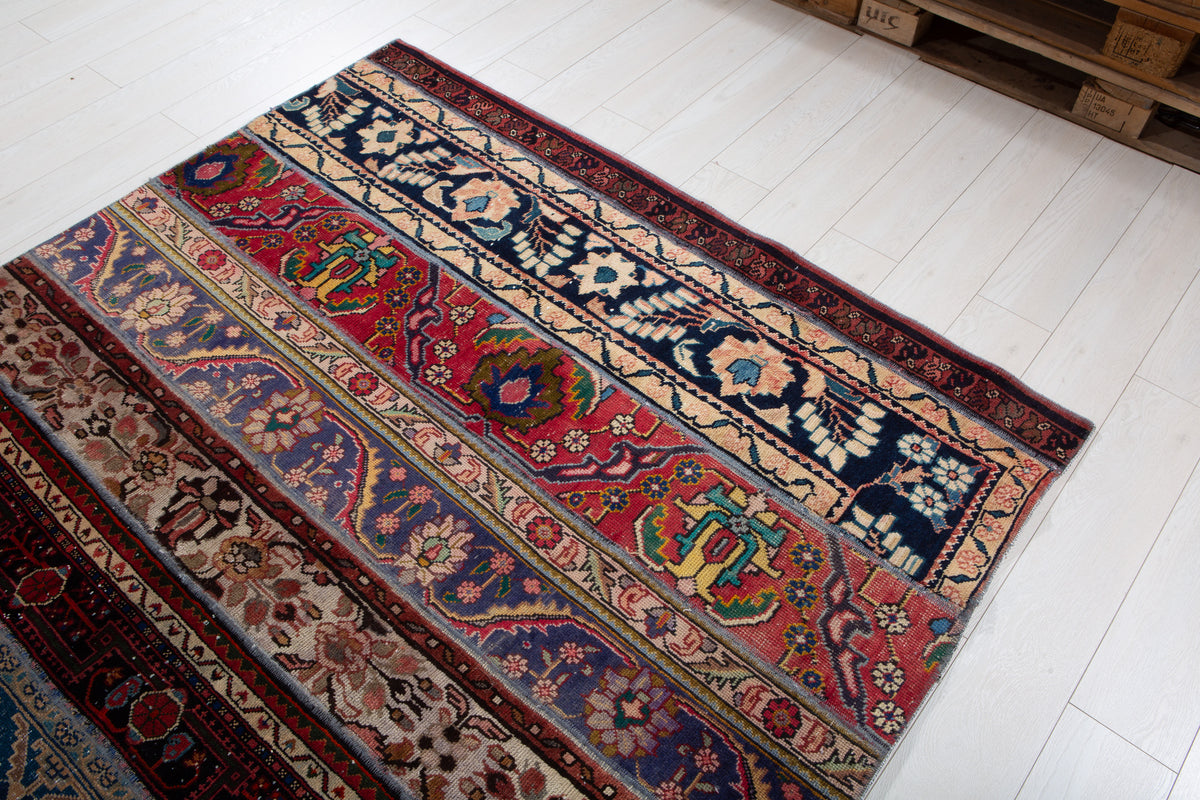 Vintage Multicolour Hand-Knotted Patchwork Rug – 8' 0" x 5' 7" (243 x 170 cm)