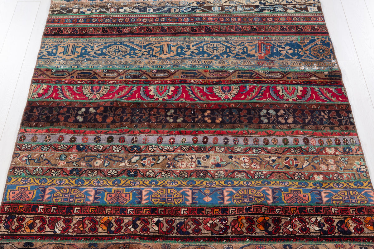 Vintage Multicolour Hand-Knotted Patchwork Rug – 7' 11" x 5' 5" (242 x 166 cm)