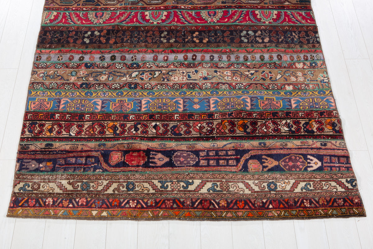 Vintage Multicolour Hand-Knotted Patchwork Rug – 7' 11" x 5' 5" (242 x 166 cm)