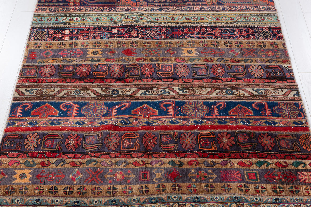 Vintage Multicolour Hand-Knotted Patchwork Rug – 7' 10" x 5' 7" (240 x 171 cm)