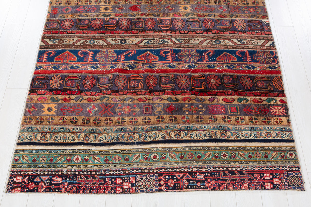 Vintage Multicolour Hand-Knotted Patchwork Rug – 7' 10" x 5' 7" (240 x 171 cm)