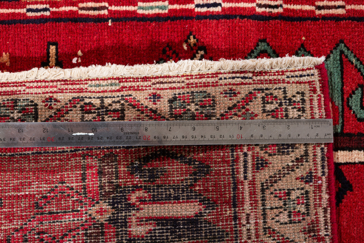 Antique Tribal Geometric Runner Rug, Red – 10' 0" x 3' 0" (304 x 92 cm)
