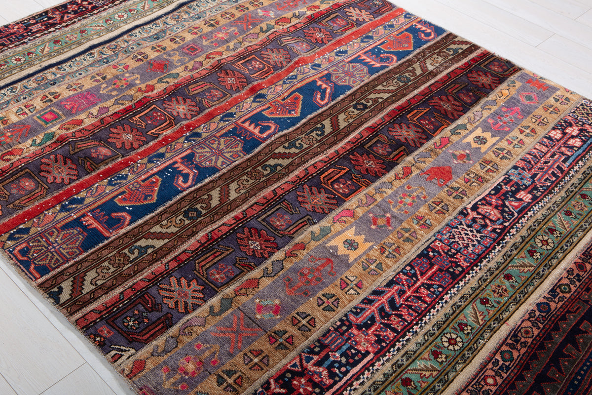 Vintage Multicolour Hand-Knotted Patchwork Rug – 7' 10" x 5' 7" (240 x 171 cm)