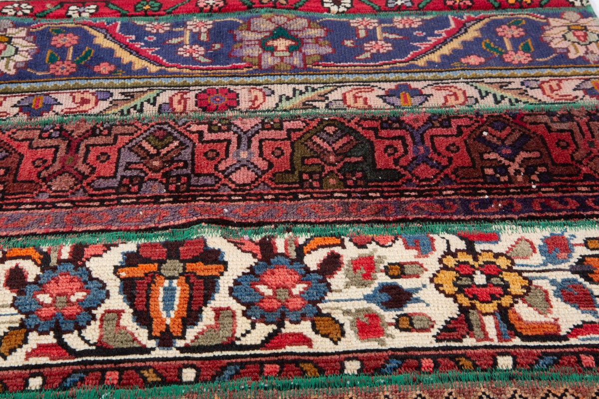 Vintage Multicolour Hand-Knotted Patchwork Rug – 6' 11" x 3' 4" (211 x 101 cm)