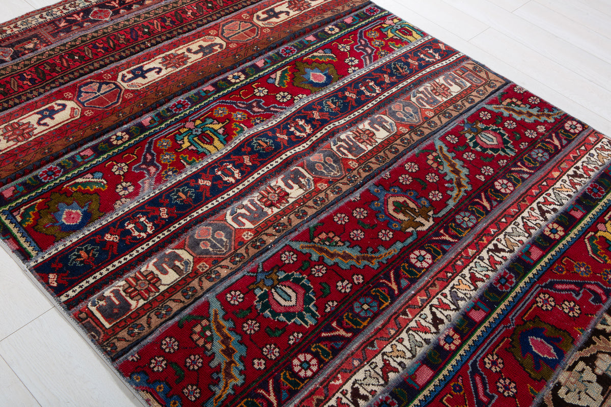 Vintage Multicolour Hand-Knotted Patchwork Rug – 6' 10" x 4' 11" (208 x 151 cm)