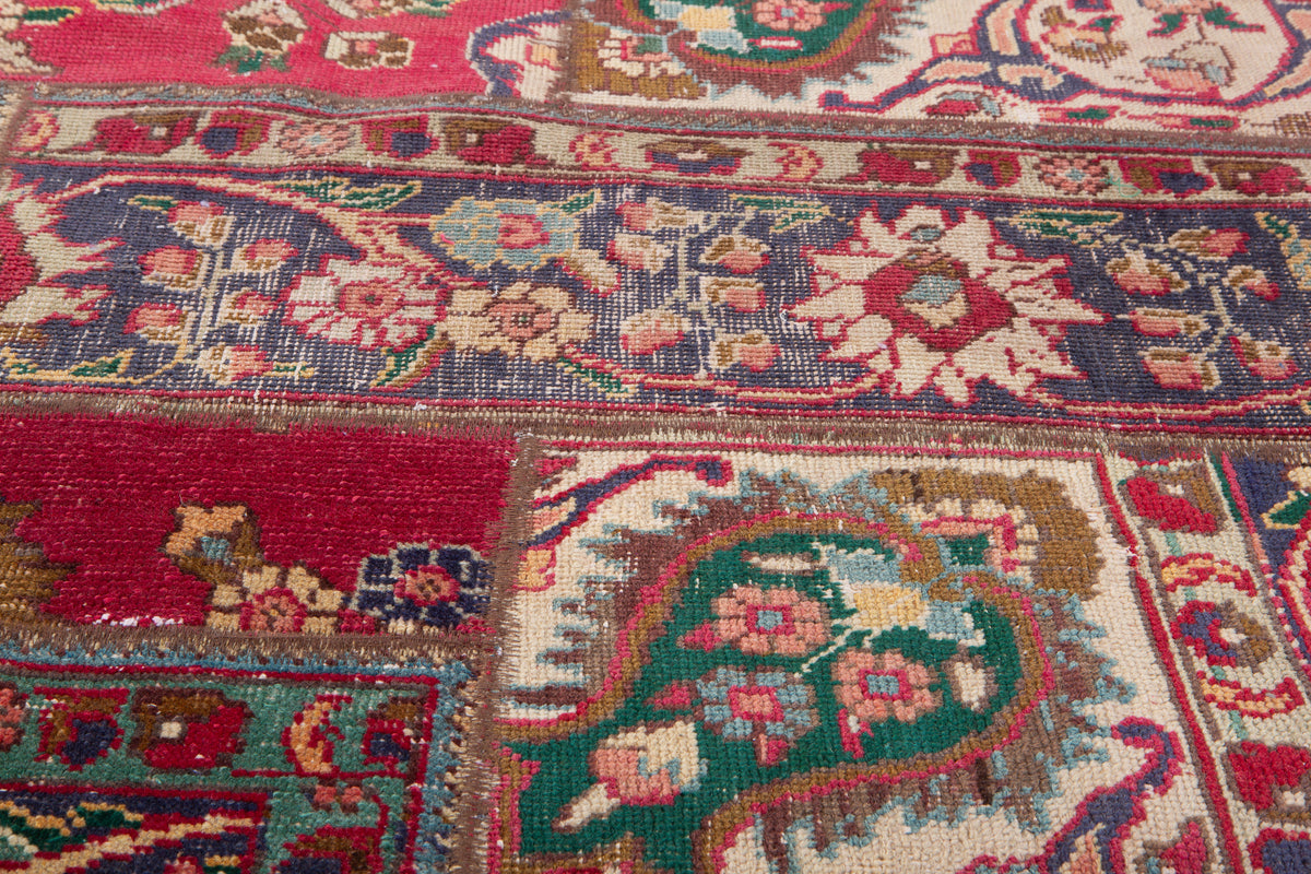 Vintage Multicolour Hand-Knotted Patchwork Rug – 6' 9" x 4' 10" (206 x 148 cm)