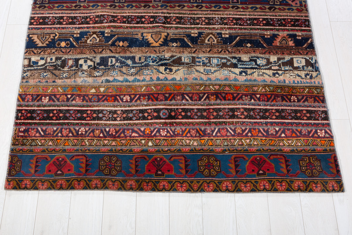 Vintage Multicolour Hand-Knotted Patchwork Rug – 6' 8" x 5' 0" (202 x 152 cm)