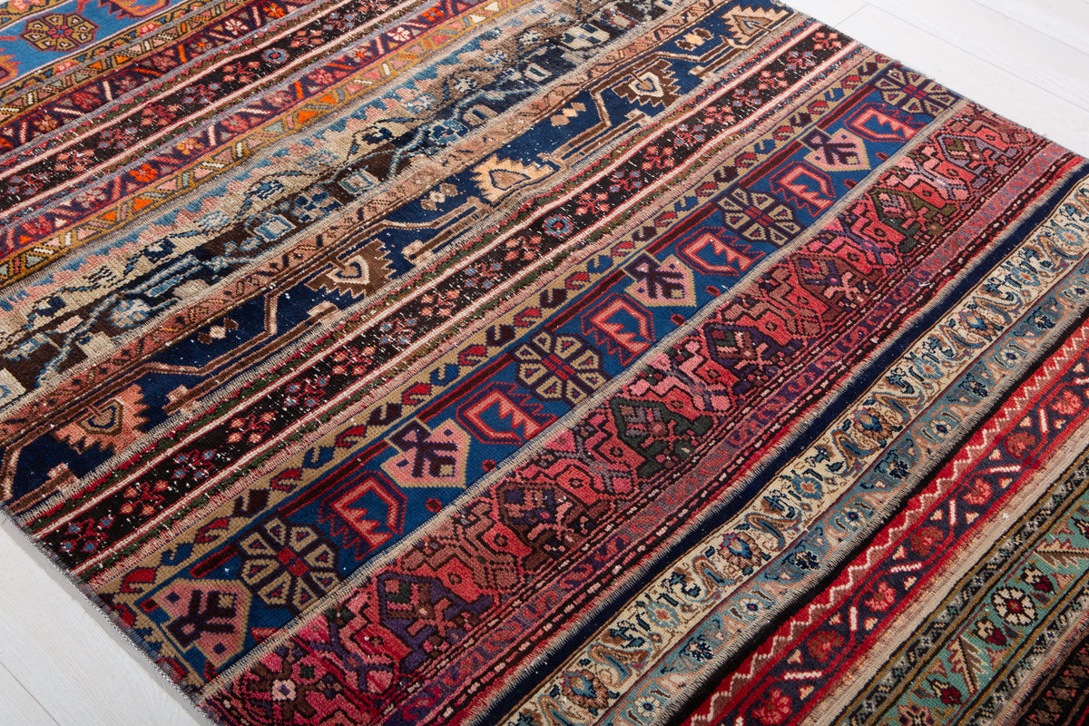 Vintage Multicolour Hand-Knotted Patchwork Rug – 6' 8" x 5' 0" (202 x 152 cm)