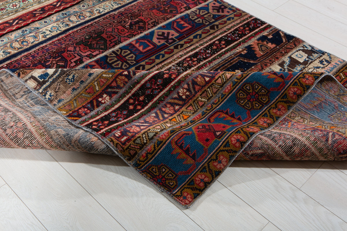 Vintage Multicolour Hand-Knotted Patchwork Rug – 6' 8" x 5' 0" (202 x 152 cm)