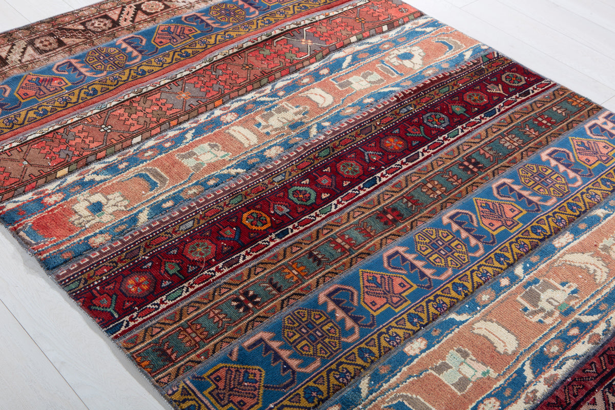 Vintage Multicolour Hand-Knotted Patchwork Rug – 6' 9" x 4' 11" (207 x 151 cm)