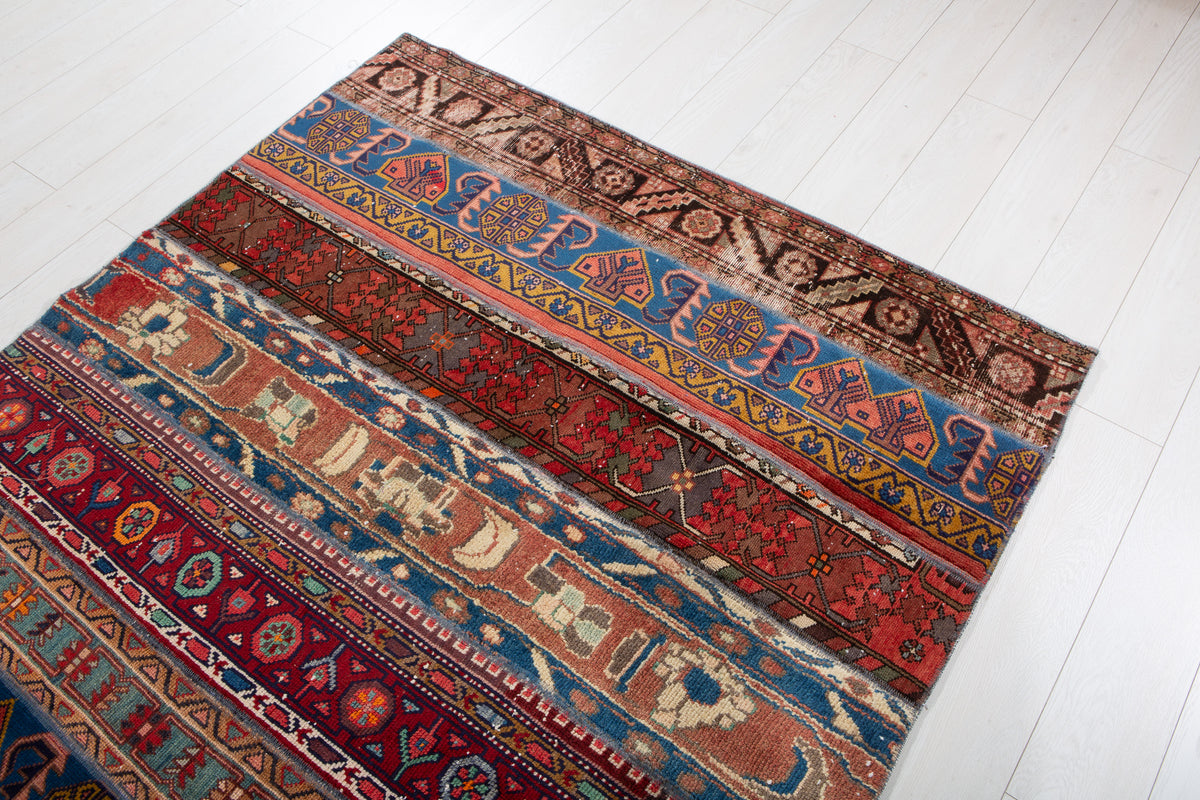Vintage Multicolour Hand-Knotted Patchwork Rug – 6' 9" x 4' 11" (207 x 151 cm)