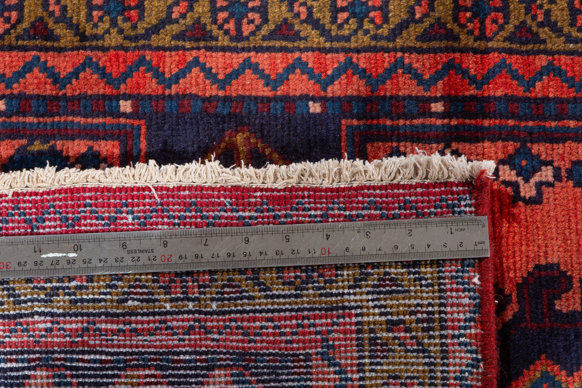 Vintage Geometric Medallion Runner Rug, Orange Red – 10' 0" x 3' 5" (304 x 104 cm)