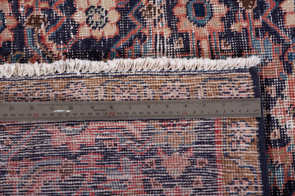 Antique Navy Blue Hand-Knotted Wool Rug – 8' 7" x 4' 5" (261 x 135 cm)
