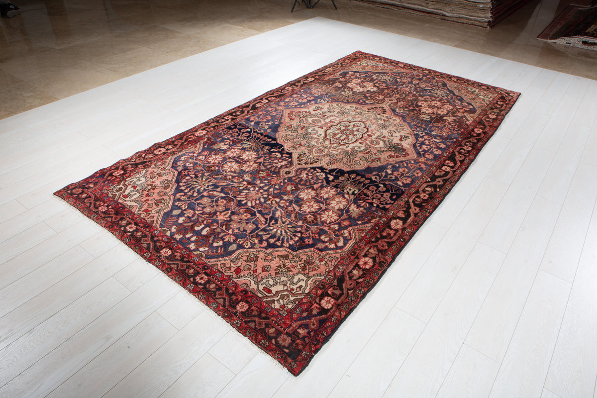 Antique Navy Blue Hand-Knotted Wool Rug – 10' 5" x 5' 5" (318 x 164 cm)
