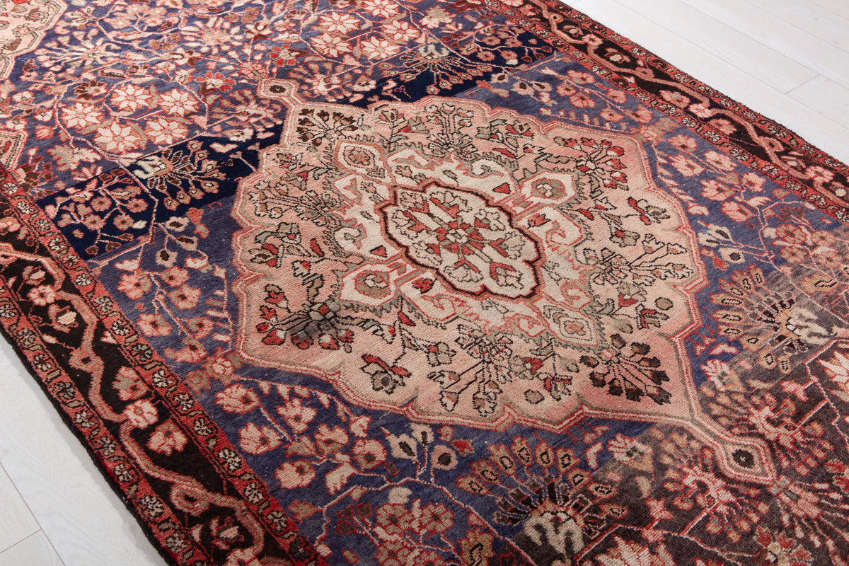 Antique Navy Blue Hand-Knotted Wool Rug – 10' 5" x 5' 5" (318 x 164 cm)