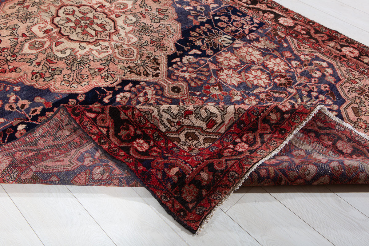 Antique Navy Blue Hand-Knotted Wool Rug – 10' 5" x 5' 5" (318 x 164 cm)