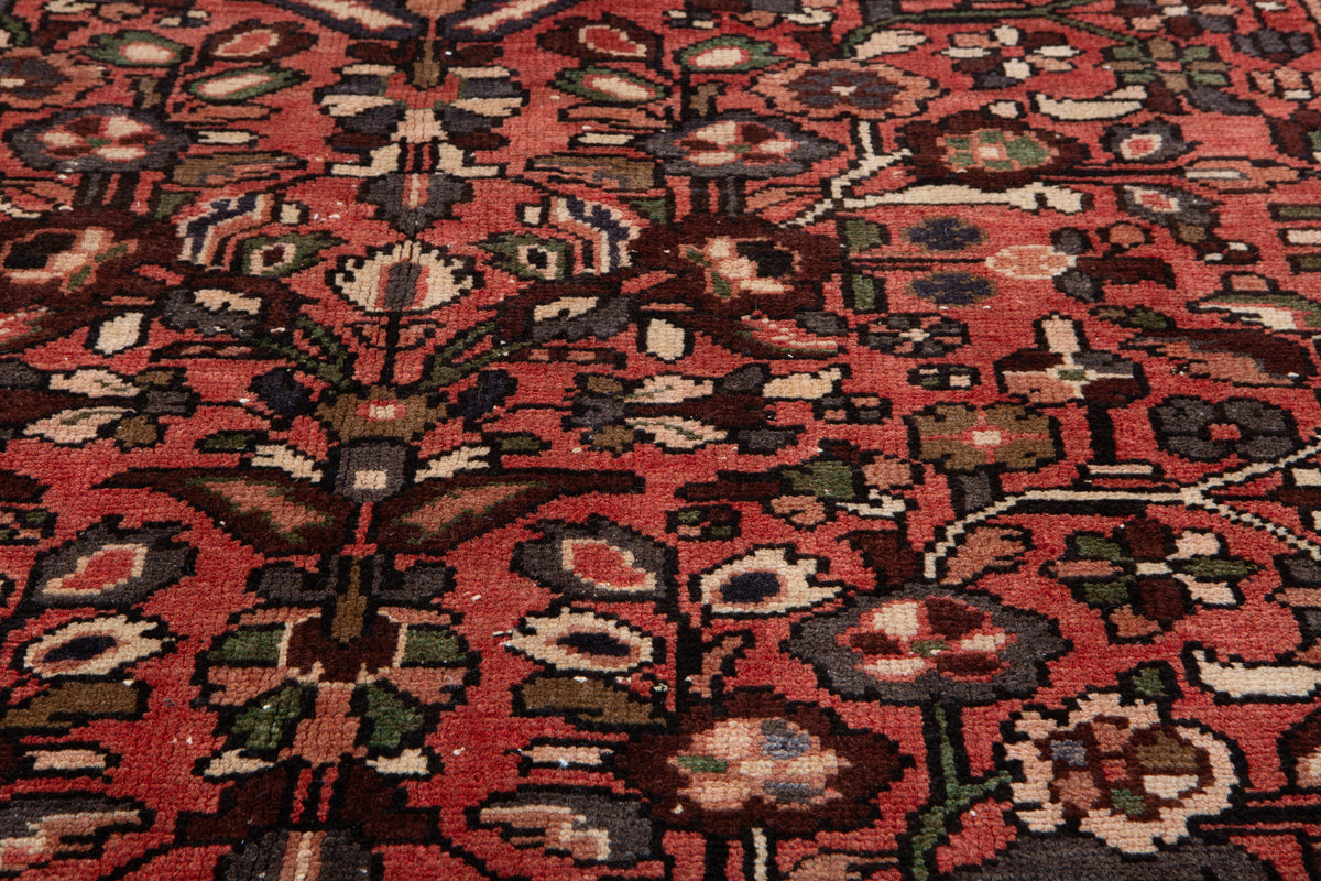 Vintage Red Hand-Knotted Wool Rug – 10' 5" x 4' 7" (318 x 139 cm)