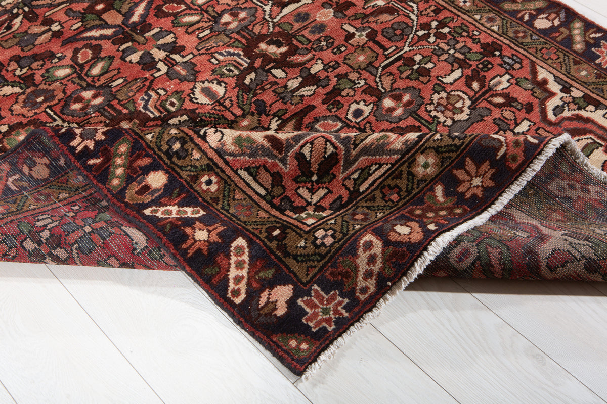 Vintage Red Hand-Knotted Wool Rug – 10' 5" x 4' 7" (318 x 139 cm)
