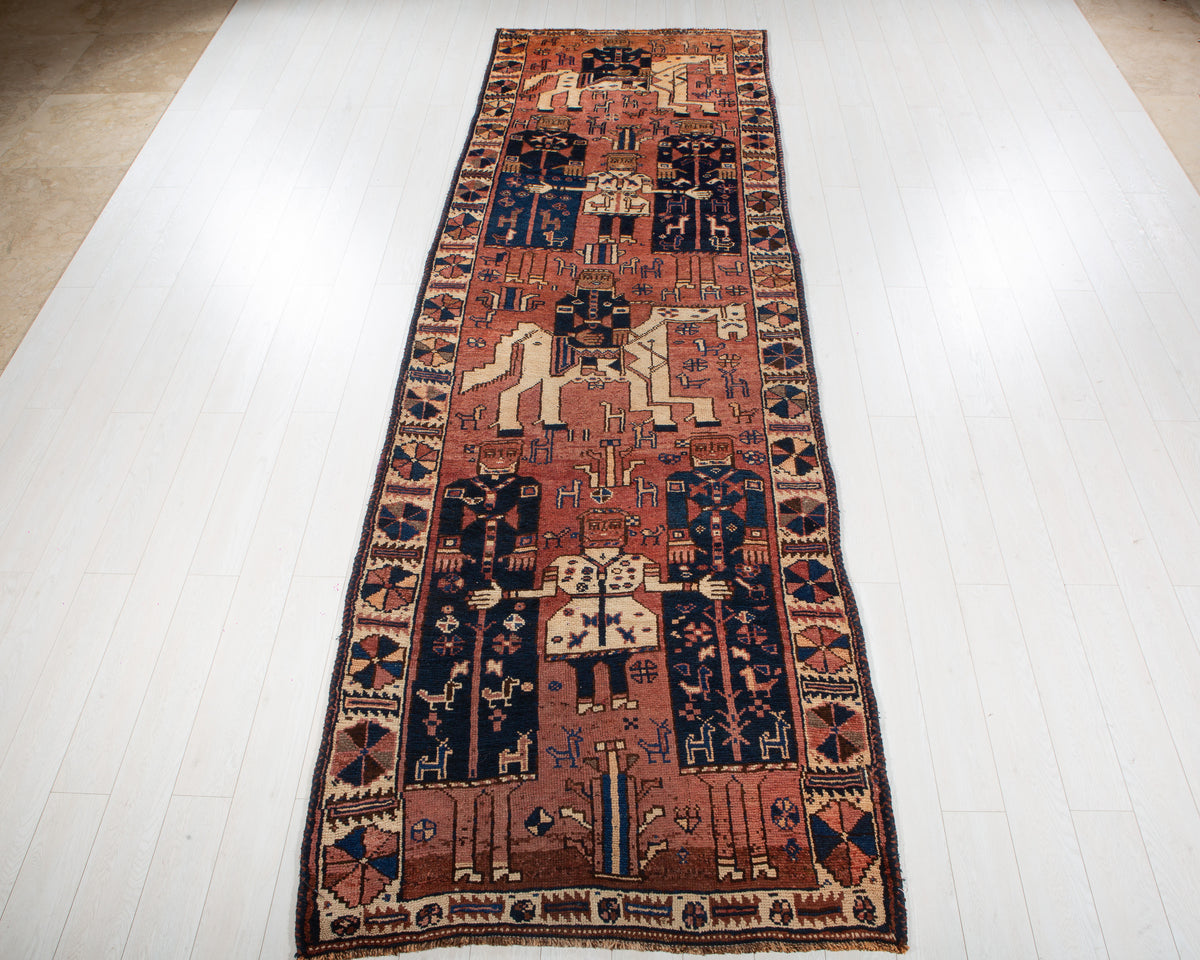 Antique Copper Hand-Knotted Wool Rug – 13' 1" x 4' 3" (399 x 129 cm)