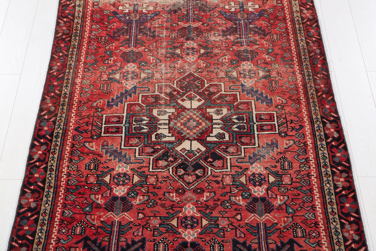 Antique Red Hand-Knotted Wool Rug – 8' 5" x 4' 4" (256 x 132 cm)