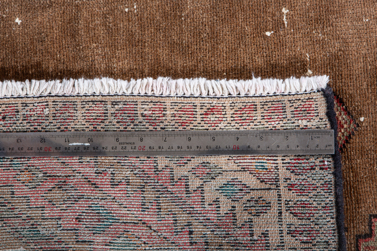 Antique Brown & Red Hand-Knotted Wool Rug – 6' 2" x 3' 3" (187 x 98 cm)