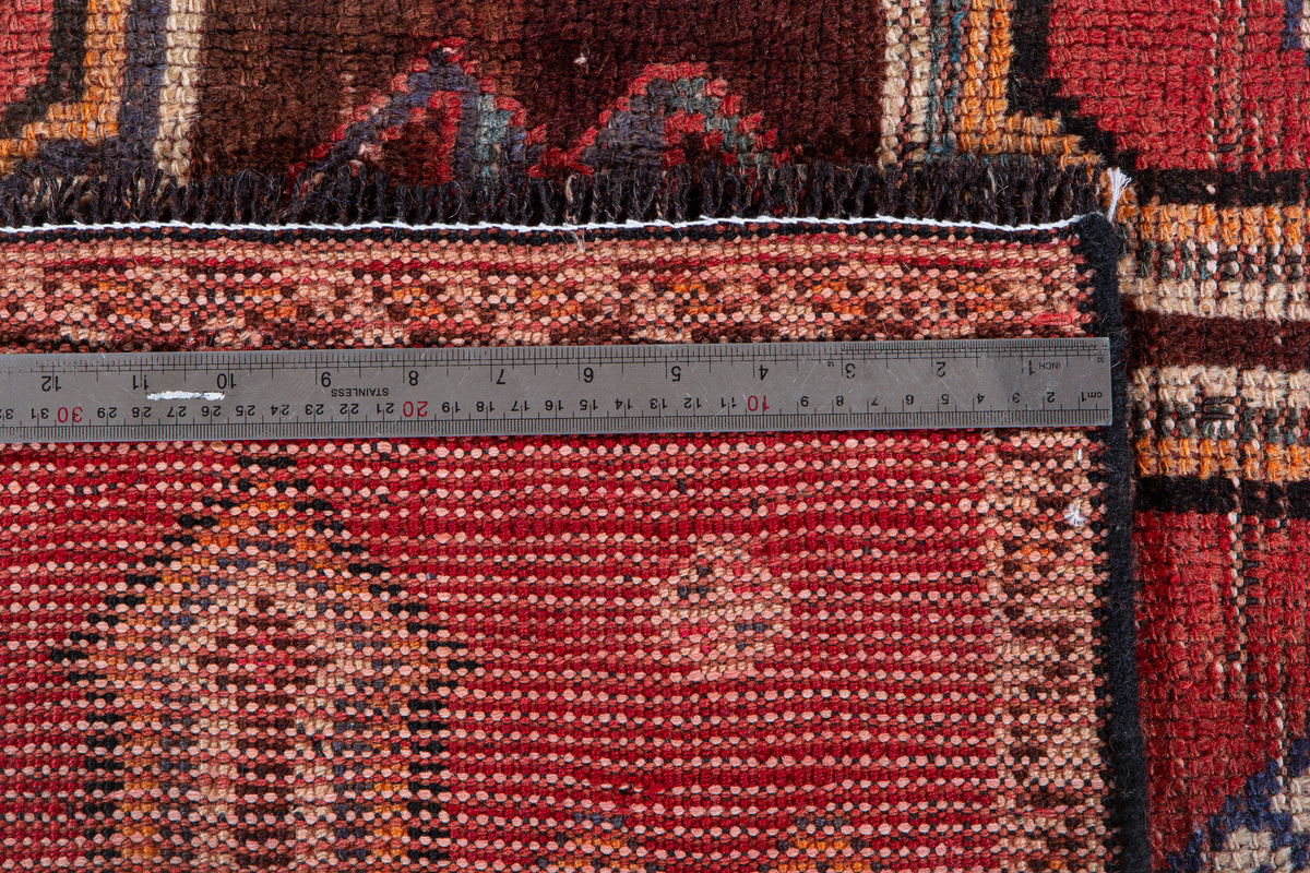 Antique Red Hand-Knotted Wool Rug – 6' 5" x 2' 11" (195 x 90 cm)