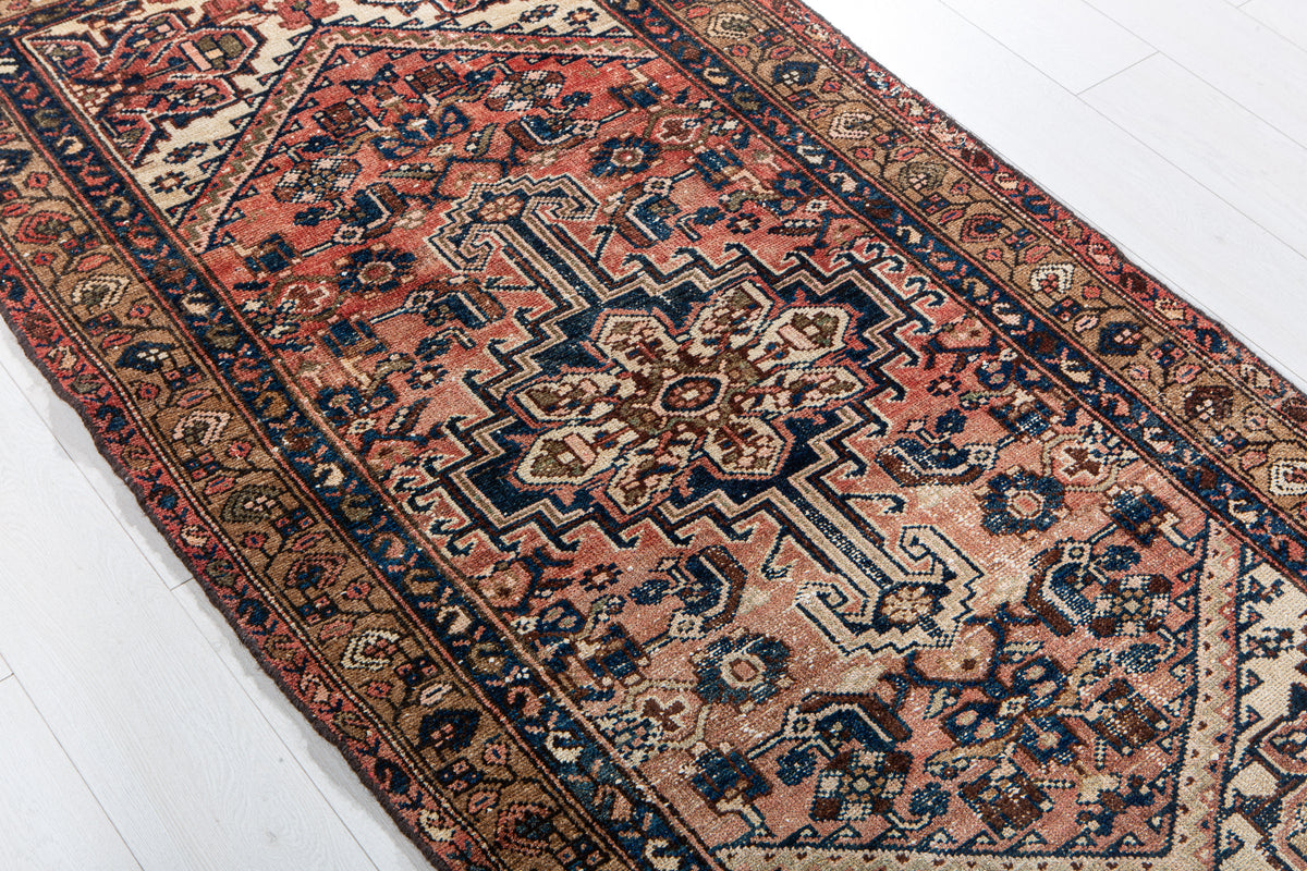 Antique Faded Rust Red Hand-Knotted Wool Rug – 6' 6" x 3' 3" (199 x 98 cm)