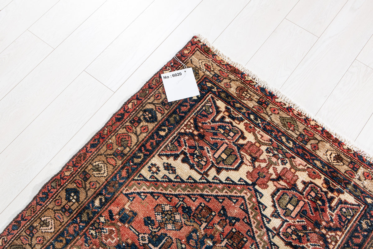 Antique Faded Rust Red Hand-Knotted Wool Rug – 6' 6" x 3' 3" (199 x 98 cm)
