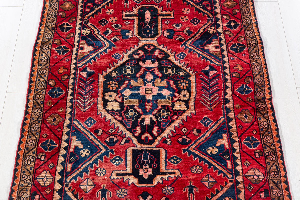 Vintage Red Hand-Knotted Wool Rug – 6' 2" x 4' 0" (189 x 122 cm)