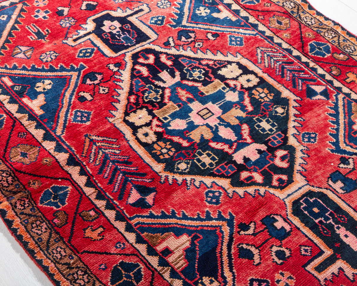 Vintage Red Hand-Knotted Wool Rug – 6' 2" x 4' 0" (189 x 122 cm)