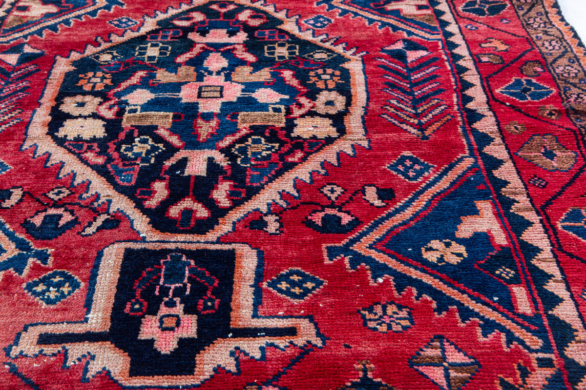 Vintage Red Hand-Knotted Wool Rug – 6' 2" x 4' 0" (189 x 122 cm)