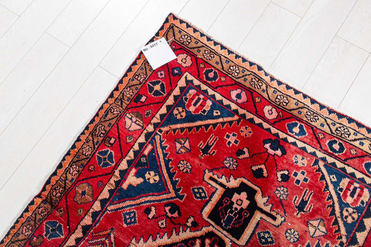 Vintage Red Hand-Knotted Wool Rug – 6' 2" x 4' 0" (189 x 122 cm)