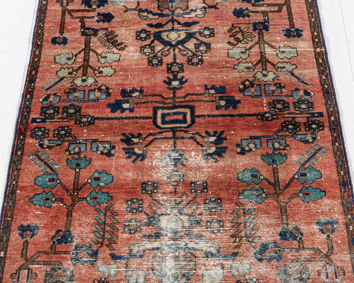 Antique Coral Red Hand-Knotted Wool Rug – 6' 4" x 3' 7" (192 x 109 cm)