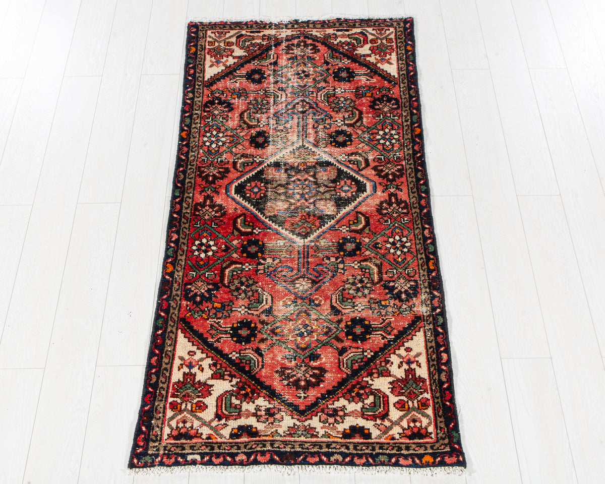 Antique Red Hand-Knotted Wool Rug – 5' 11" x 2' 10" (181 x 86 cm)