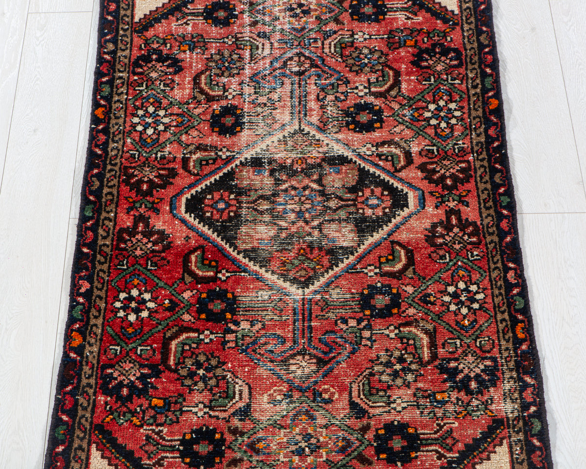 Antique Red Hand-Knotted Wool Rug – 5' 11" x 2' 10" (181 x 86 cm)