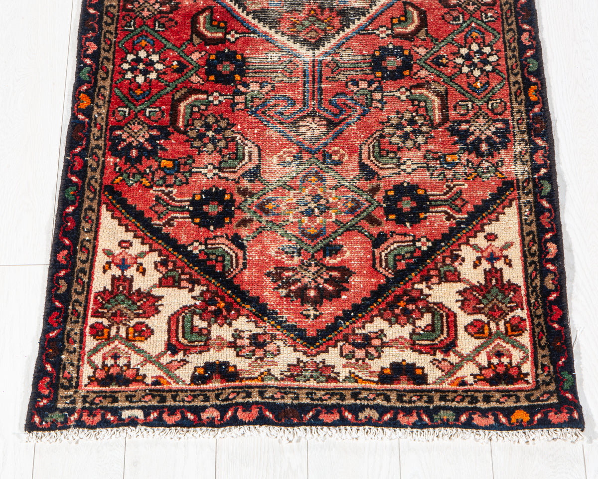 Antique Red Hand-Knotted Wool Rug – 5' 11" x 2' 10" (181 x 86 cm)