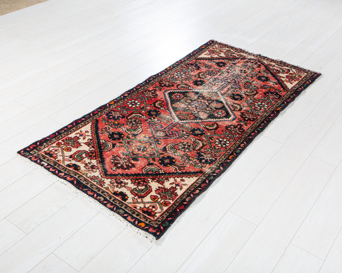 Antique Red Hand-Knotted Wool Rug – 5' 11" x 2' 10" (181 x 86 cm)