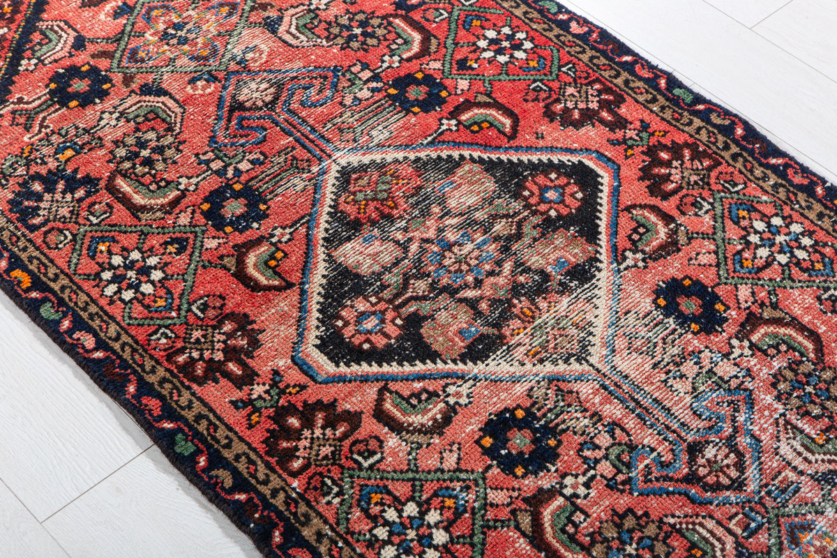 Antique Red Hand-Knotted Wool Rug – 5' 11" x 2' 10" (181 x 86 cm)